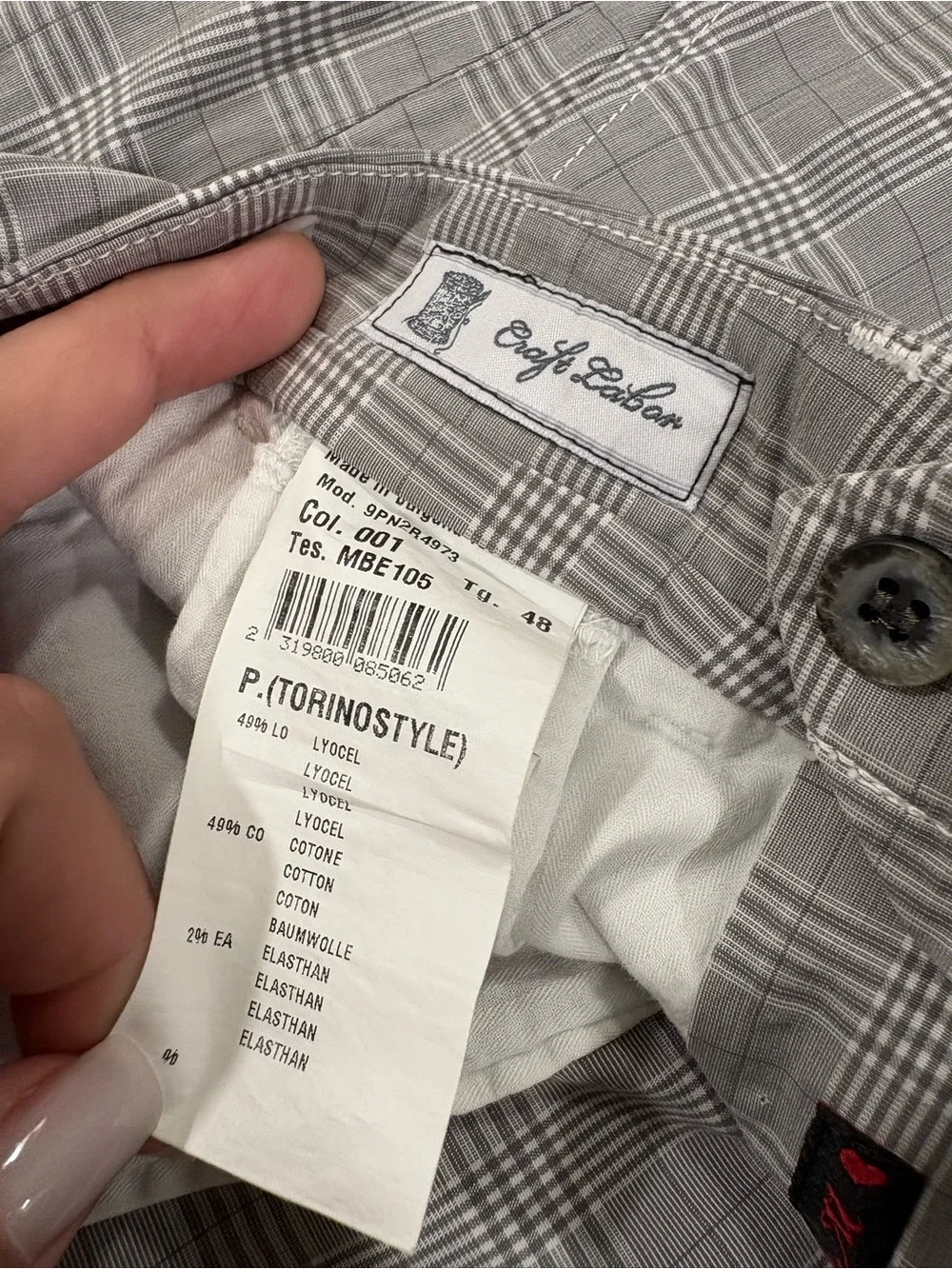 Mason's Italy Gray Plaid Torino Chino Pants Men's Size 48 EU / 32 US